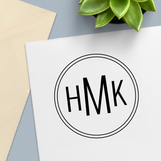 Enkel Ren Monogram 3 Initialer Självfärgande Stämpel (Skapare uppladdad)