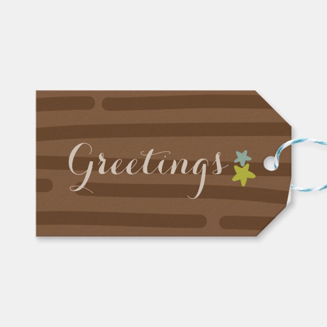 Enkel Ren Mörk Brun Randig Minimalistisk Presentetikett (Framsidan (Horisontell))