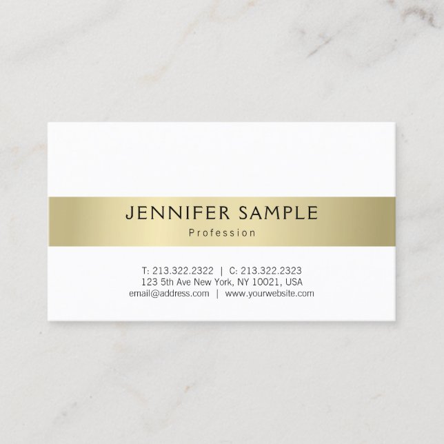 Enkel Ren Professionell Elegant Guld Look Modern Visitkort (Framsida)