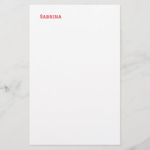 Enkel Ren Professionell Namn Röd Vit Brevpapper