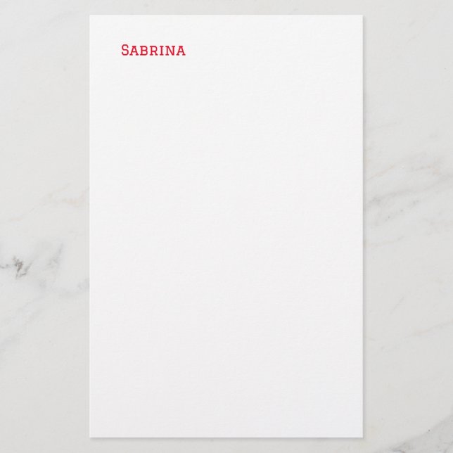 Enkel Ren Professionell Namn Röd Vit Brevpapper (Framsida)