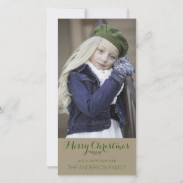 Enkel, ren, rustisk Grönt Julfoto, Helgdag Julkort