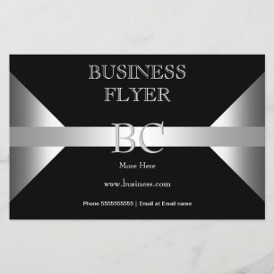 Enkel Ren Silver Svart Vit Monogram 4D3 Flygblad