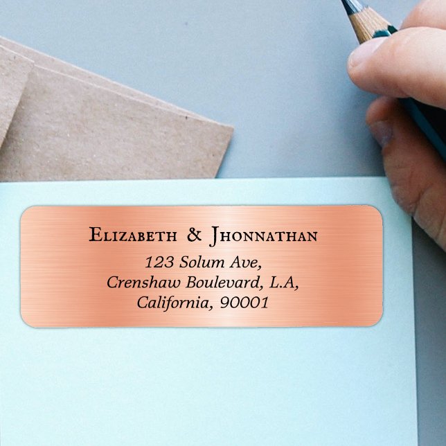Enkel ren Snyggt Peach Fuzz Brushed Metall Returadress Etikett (Skapare uppladdad)