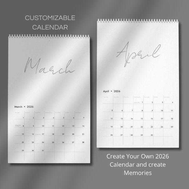 Enkel Ren Typografi Design Kalender (Skapare uppladdad)