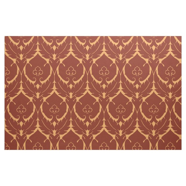 Enkel Renaissance Damask, röd på Tawny Tyg (Fat Quarter)