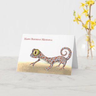 Enkel reptil Gecko Birthday Kort