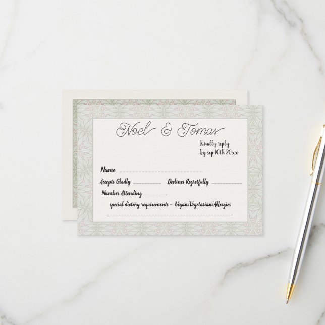 Enkel responskort för Etniskt Stil Sage Grönt Färg OSA Kort (Fram/Back In Situ)