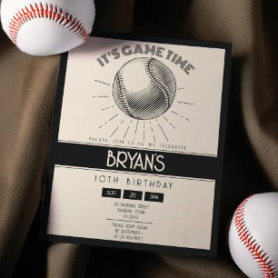 Enkel Retro Black Baseball-budget födelsedag Inbju