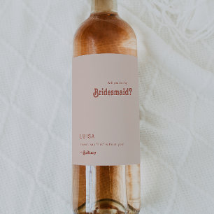Enkel Retro Bridesmaid Frieri Vin-etikett Vinflaska Etikett