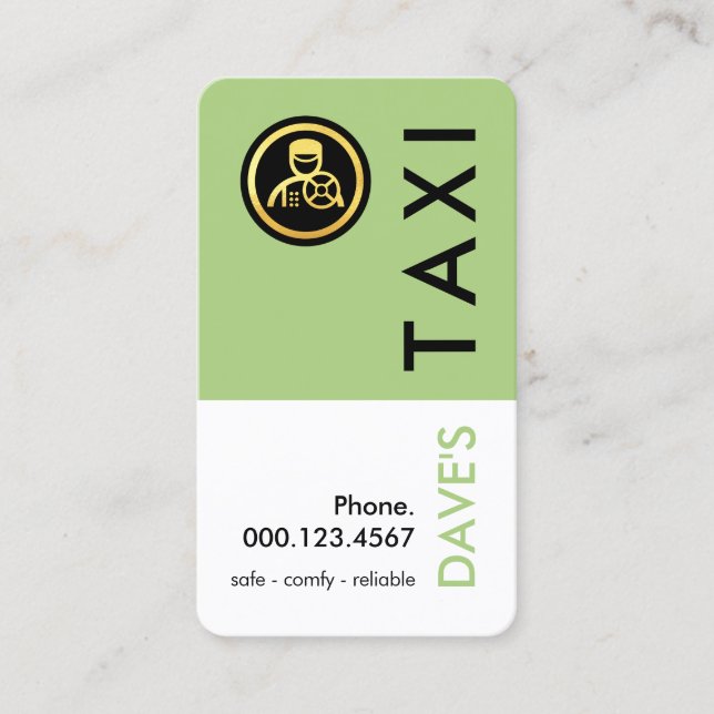 Enkel Retro Grön Taxi-Lager Visitkort (Framsida)