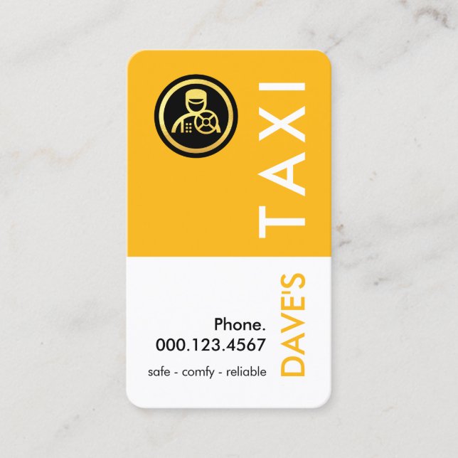 Enkel Retro Gul Taxi-Lager Visitkort (Framsida)