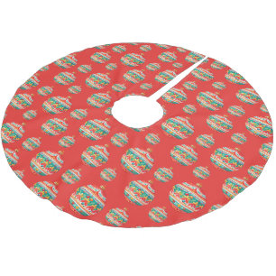 Enkel retro-julprydnad Mönster Julgransmatta Borstad Polyester