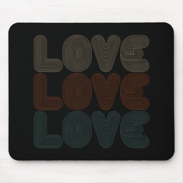 Enkel Retro Kärlek Typograph Valentine | Mousepad Musmatta (Framsidan)