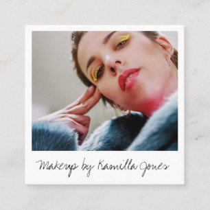 Enkel Retro Makeup Artist Photo Social Media Fyrkantigt Visitkort