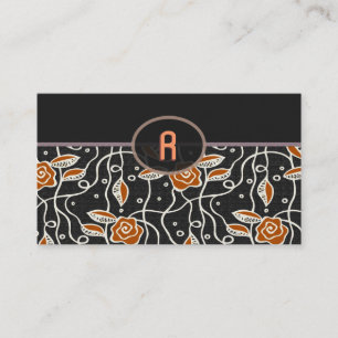 Enkel Retro Mönster- Black & Orange Visitkort