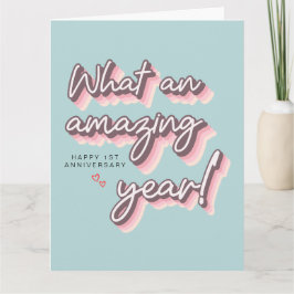 Enkel Retro Rosa Pastell glad 1-årsjubileum Kort