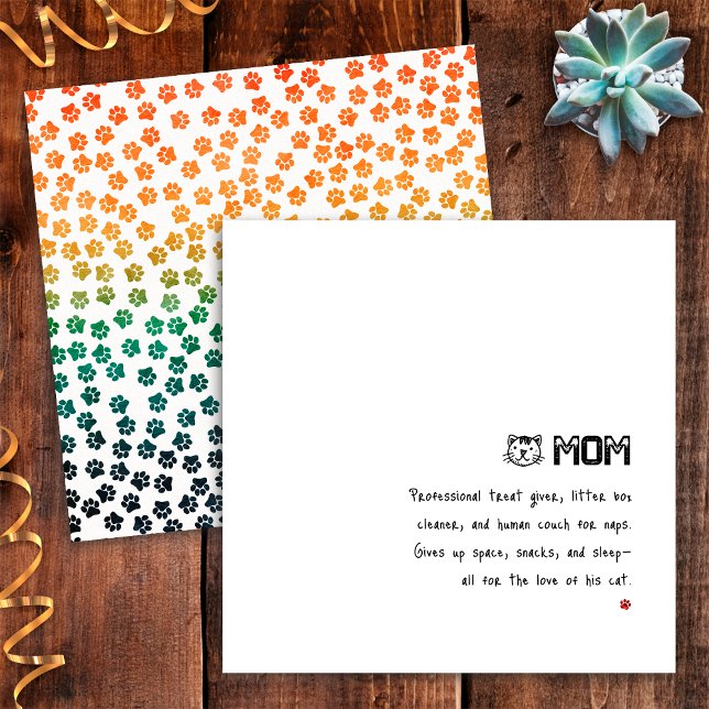 Enkel Retro Solnedgång Kattklor Roligt Kattmamma K Kort (Skapare uppladdad)