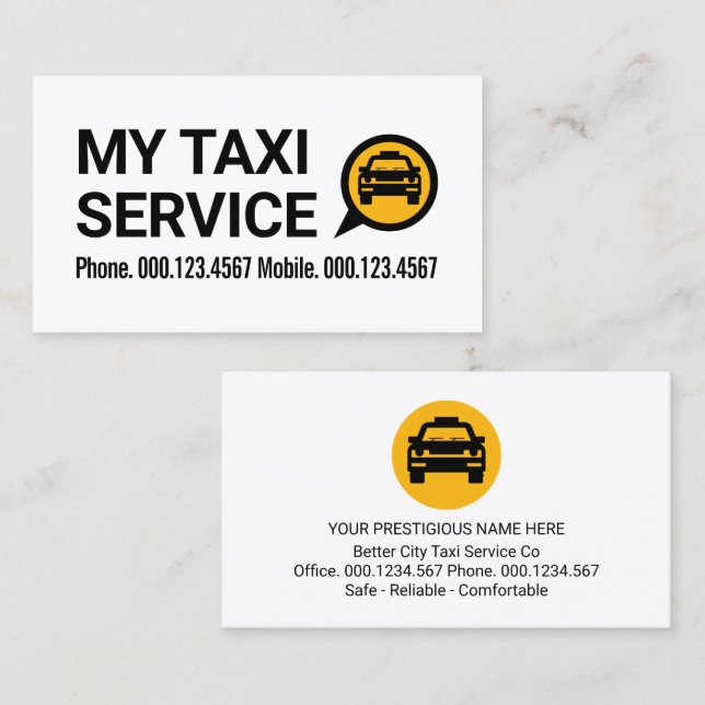 Enkel Retro Taxichaufför Visitkort (Fram/baksida)