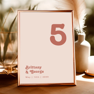 Enkel retro Vibes Bordsnummer för Rosa