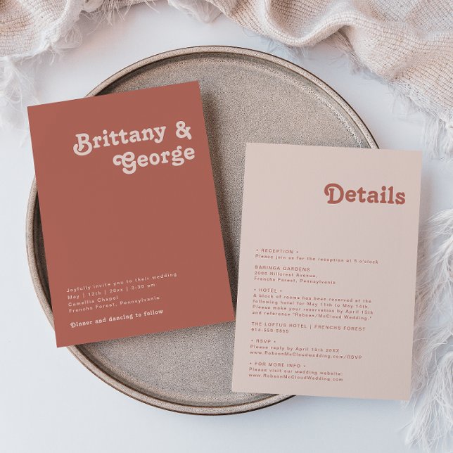 Enkel retro Vibes | Gamla Ro alla i ett Bröllop Inbjudningar (Skapare uppladdad)