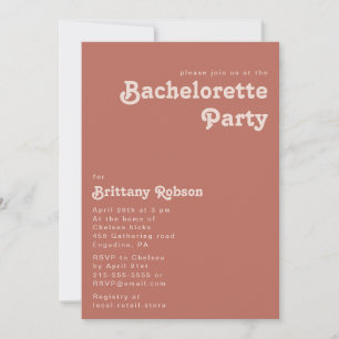 Enkel retro Vibes Gamla Ro Bachelorette Party Inbjudningar