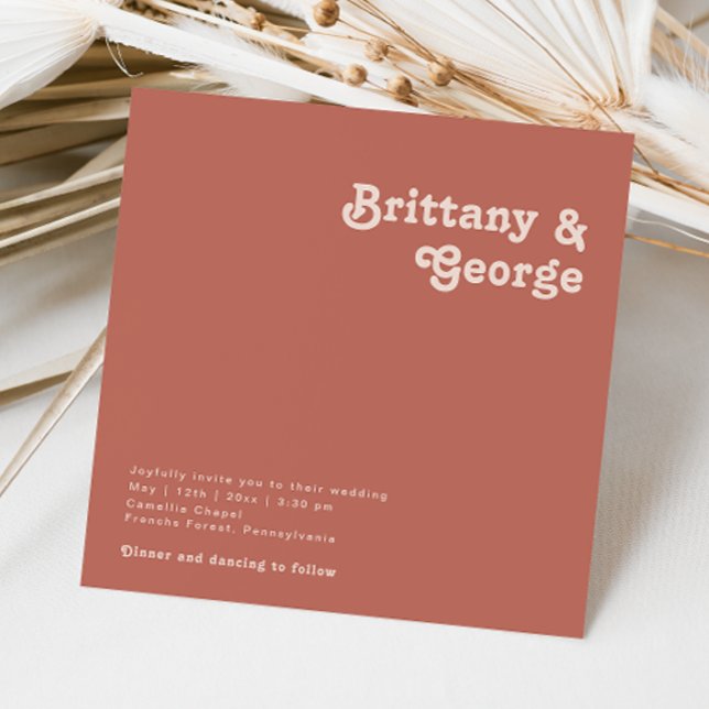 Enkel retro Vibes | Gamla Ro-torget Bröllop Inbjudningar (Skapare uppladdad)