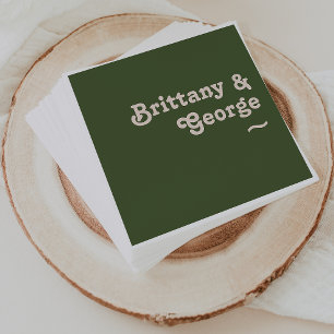 Enkel retro Vibes Oliv grönt Bröllop Napkins Pappersservett