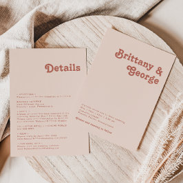 Enkel retro Vibes | Rosa i hela Bröllop Inbjudningar