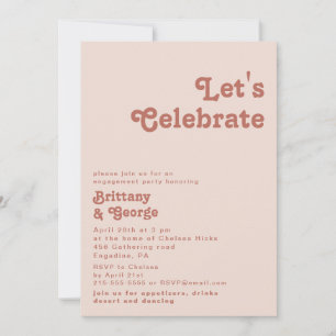 Enkel retro Vibes Rosa Låt oss Celebrate Inbjudningar