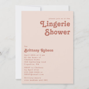 Enkel retro Vibes Rosa Lingerie Shower Inbjudningar