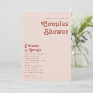 Enkel retro Vibes Rosa Par Shower Inbjudningar