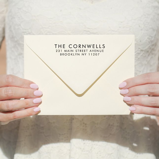 Enkel Returadress för Bröllop spara datum-familjen Självfärgande Stämpel (Skapare uppladdad)