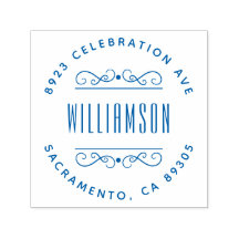 Enkel Returadress för Deco-familjens Namn-runda