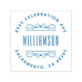 Enkel Returadress för Deco-familjens Namn-runda Självfärgande Stämpel