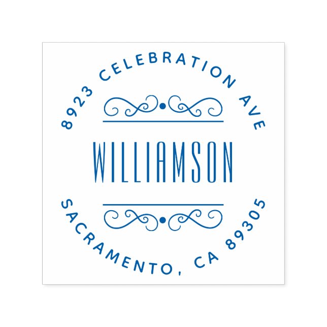 Enkel Returadress för Deco-familjens Namn-runda Självfärgande Stämpel (Design)