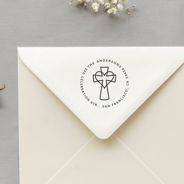 Enkel Returadress för den kristna familjen Namn Ro Stämpel (Rubber Stamp Mock-up)