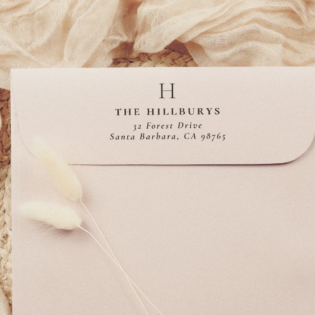 Enkel Returadress för elegant Monogram Självfärgande Stämpel (Rubber Stamp Mock-up)