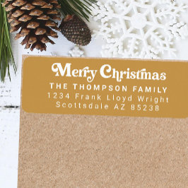 Enkel Returadress för Grönten Retro-Trendig - jul Etikett