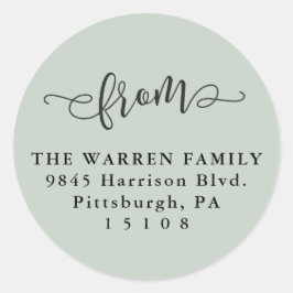 Enkel returadress för ljust grönt skript runt klistermärke