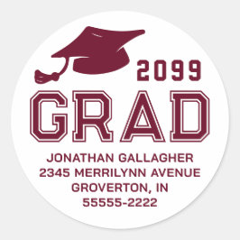Enkel Returadress för maronåret i Studenten, GRAD Runt Klistermärke