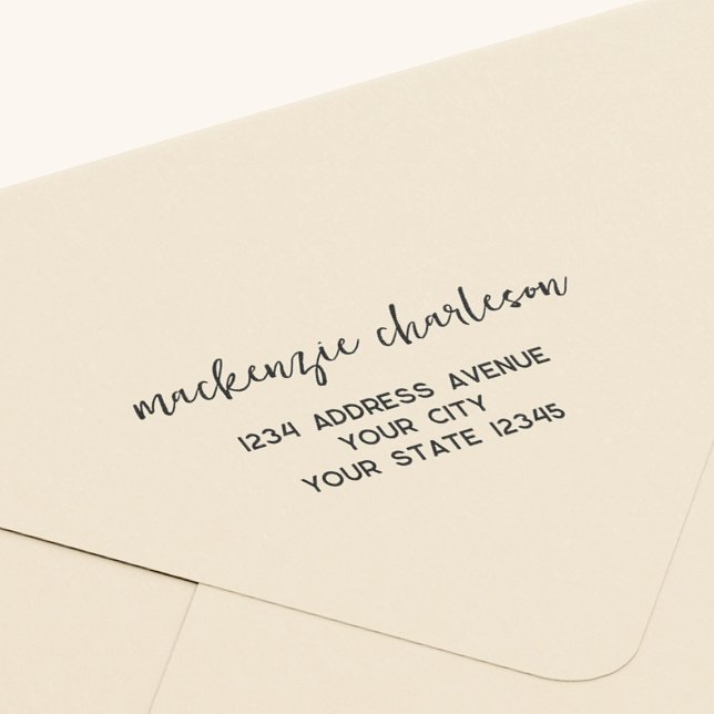 Enkel Returadress för modern Personlig Stämpel (Simple modern minimalist script personalized rubber stamp return address)