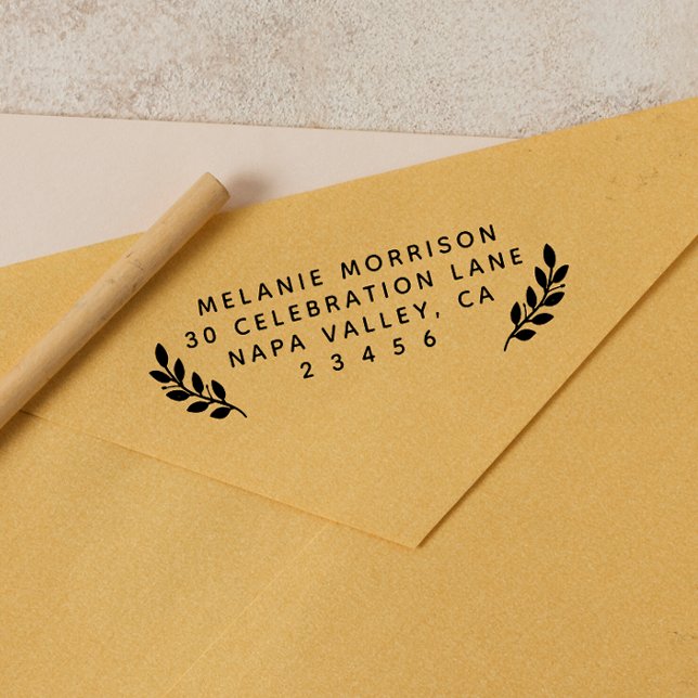 Enkel Returadress för Namn och botaniskt Grenar Stämpel (Rubber Stamp Mock-up)