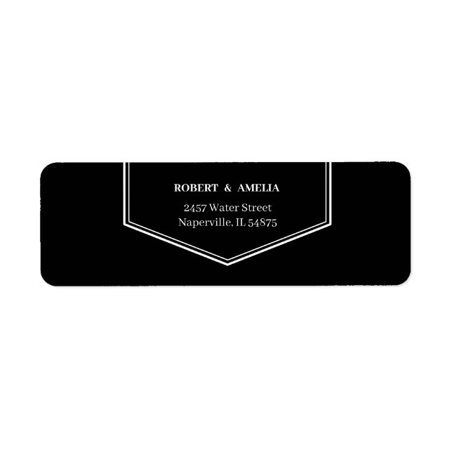 Enkel Returadress för svart och vit Personlig Returadress Etikett (Framsidan)