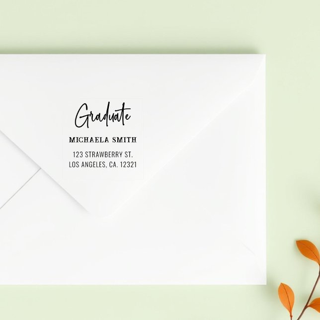 Enkel Returadress för svart skript Student Självfärgande Stämpel (Skapare uppladdad)