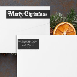 Enkel Returadress för Trendig Retro Black jul Etikettband