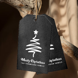 Enkel Returadress för Trendig Retro Black jul Presentetikett