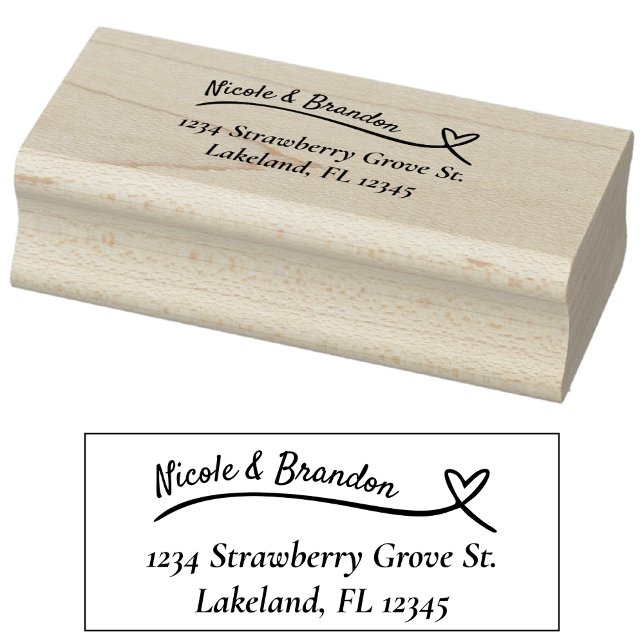 Enkel Returadress i Black Heart Bröllop Stämpel (Simple Black Heart Wedding Return Address Rubber Stamp)