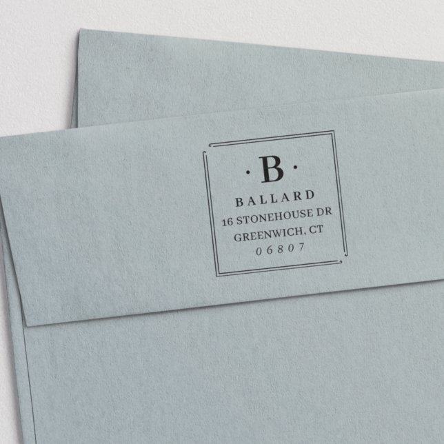 Enkel Returadress i klassiskt kvadratiskt kvadrati Självfärgande Stämpel (Skapare uppladdad)