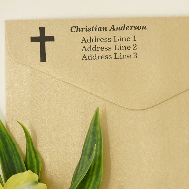 Enkel Returadress i Kor Självfärgande Stämpel (Simple Cross Return Address Self-inking Stamp)